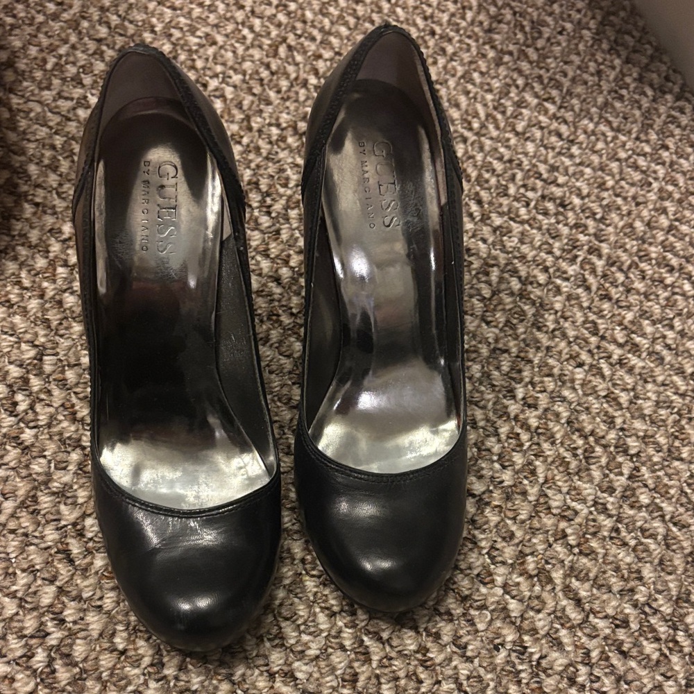 Guess Black Leather Heels